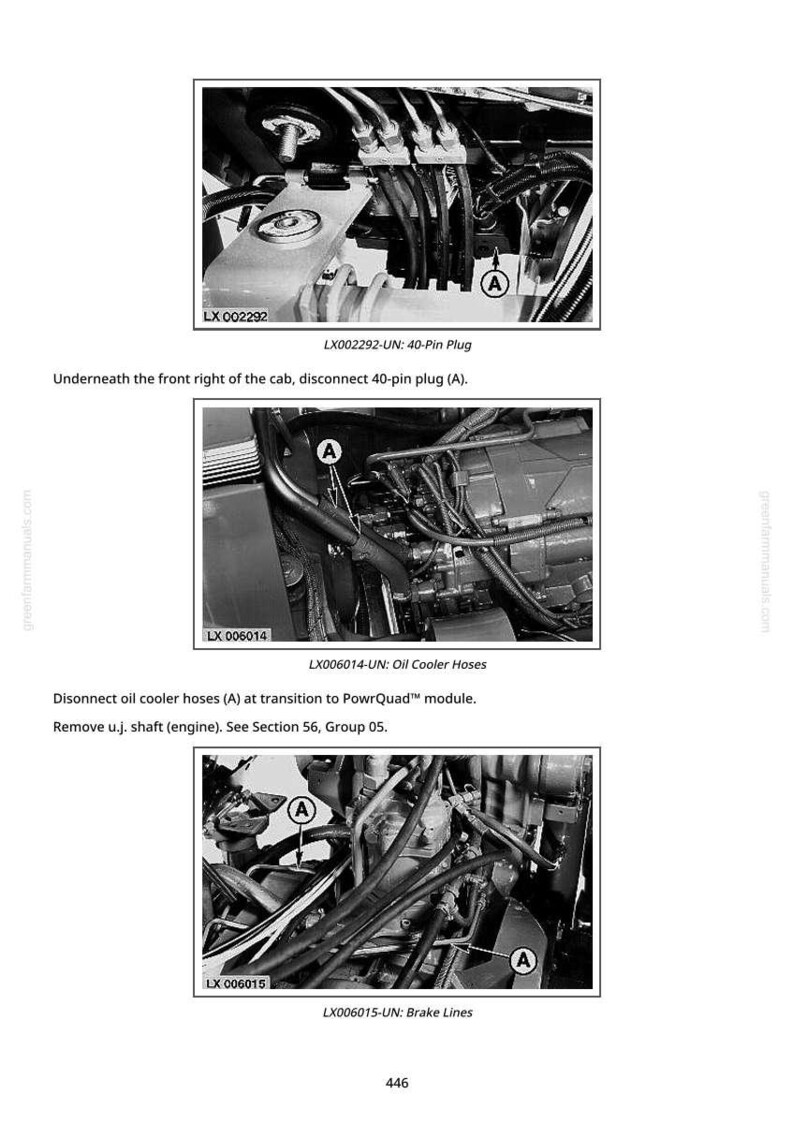 May include: A series of black and white images from a manual, detailing mechanical components. The images show close-ups of engine parts, including hoses, plugs, and brake lines. Text labels identify the parts and provide instructions.