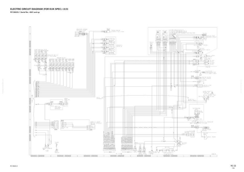 May include: An electrical circuit diagram for KUK SPEC (3/3) with the text "ELECTRIC CIRCUIT DIAGRAM (FOR KUK SPEC.) (3/3)" at the top. The diagram is a complex network of lines, symbols, and text, all in black and white.