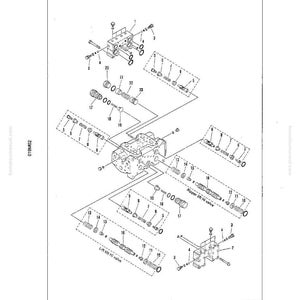May include: An exploded diagram of hydraulic components, including valves, springs, and fittings. The illustration is in black and white, with labels and part numbers. The diagram is on a white background.