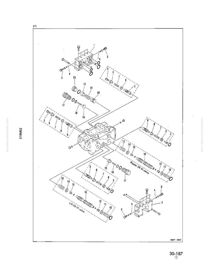 May include: An exploded diagram of hydraulic components, including valves, springs, and fittings. The illustration is in black and white, with labels and part numbers. The diagram is on a white background.