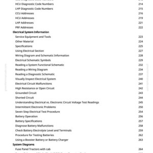 May include: A manual page detailing diagnostic codes, electrical system information, and system diagrams. The text is black on white. The page includes sections on battery operation and testing. Page number 6.