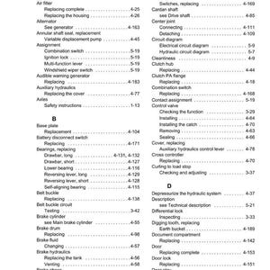 May include: An index page from a Weidemann equipment manual, featuring a white background with black text. The page lists various components and their page references. The Weidemann logo is visible.