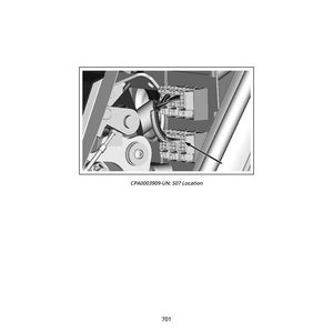 May include: Monochrome diagram of a vehicle component, possibly electrical. The image shows a detailed view of a section with several connectors, wires, and mechanical parts. The text "CPA0003909-UN: S07 Location" is present.