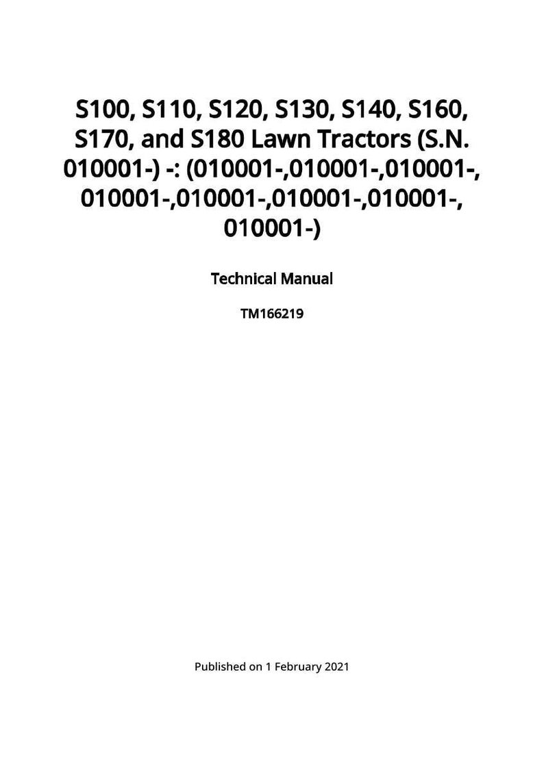 John Deere S100, S110, S120, S130, S140, S160, S170, S180 Lawn Tractor Technical Manual Pdf | Instant Download image 2