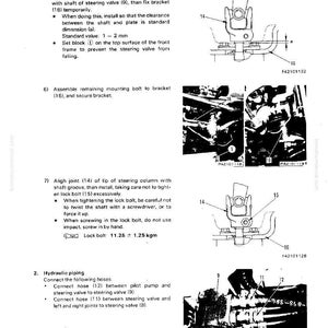 May include: Diagram from a manual showing the disassembly and assembly of a steering valve. Includes illustrations of parts labeled with numbers and text instructions. The diagram includes measurements in millimeters.