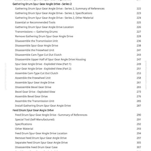 May include: A page from a manual with a list of mechanical assembly and disassembly instructions. The text includes terms like "Spur Gear Angle Drive," "Freewheel Unit," and "Transmission Unit." The page number is 5.