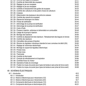 Pode incluir: Uma detalhada tabela de conte&uacute;dos em franc&ecirc;s, intitulada "TABLE DES MATI&Egrave;RES", lista v&aacute;rios t&oacute;picos mec&acirc;nicos e el&eacute;tricos. As se&ccedil;&otilde;es incluem componentes do motor, sistemas de combust&iacute;vel e diagramas el&eacute;tricos, com n&uacute;meros de p&aacute;gina.