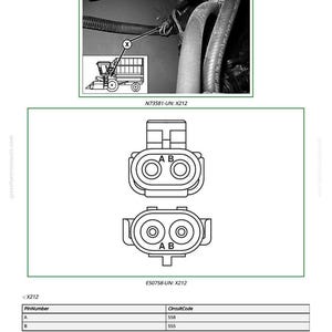 Op de afbeelding: Diagram van een waterdrukaanpassingsklep, aangeduid met X212. De afbeelding bevat een diagram van de elektrische connector van de klep, met de labels A en B. De tekst bevat het onderdeelnummer en de reparatieprocedure.