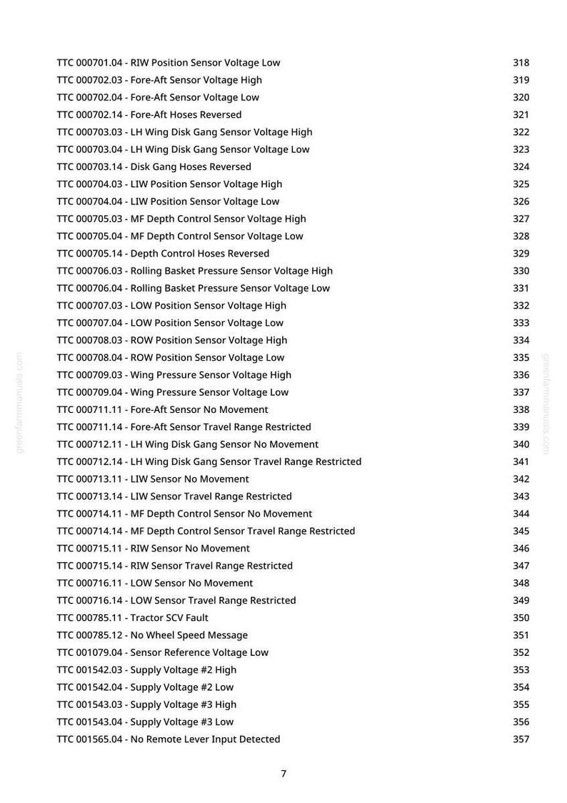 May include: A white document with a list of technical specifications, including sensor voltages and travel ranges, labeled with codes like "TTC 000701.04" and corresponding numerical values. The document is for technical reference.