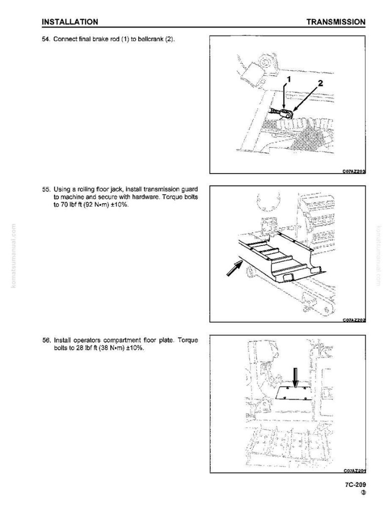 K&ouml;nnte beinhalten: Diagramm aus einem Handbuch mit Anweisungen zum Einbau des Getriebes. Das Bild enth&auml;lt Illustrationen von Teilen und Komponenten mit Beschriftungen und Pfeilen. Der Text enth&auml;lt Drehmomentangaben in Pfundfu&szlig; und Newtonmetern.