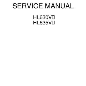 May include: White background with the words "SERVICE MANUAL" in black, above the text "HL630V□" and "HL635V□". The text is centered and in a sans-serif font.