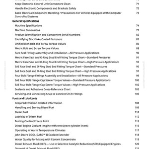 Pu&ograve; includere: Un sommario dettagliato di un manual, che elenca argomenti come sicurezza, unit&agrave; di controllo elettronico e informazioni relative al carburante. Testo nero su sfondo bianco, numeri di pagina a destra.