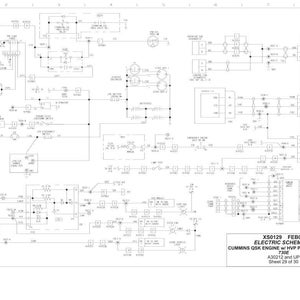 May include: A detailed electrical schematic diagram for a Cummins QSK engine with HVP Prelube System, labelled XS0129 FEB03. The diagram is complex, featuring numerous symbols and lines, and is printed on white paper.