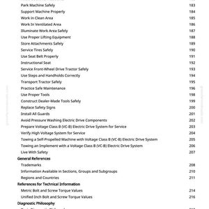 May include: A manual page detailing safety and maintenance procedures, such as "Exhaust Filter Cleaning" and "Avoid Backover Accidents." Page numbers are displayed on the right side of the page.