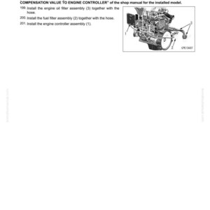 Pode incluir: Uma p&aacute;gina de manual intitulada "50 DESMONTAGEM E MONTAGEM" com instru&ccedil;&otilde;es sobre a montagem do motor. Inclui um diagrama de um motor com pe&ccedil;as numeradas e o texto "ESCREVER VALOR DE COMPENSA&Ccedil;&Atilde;O DO INJETOR".