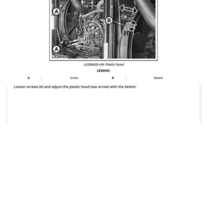 K&ouml;nnte beinhalten: Diagramm zur Einstellung der Kunststoffhaube an einem L&uuml;fter. Das Bild enth&auml;lt eine detaillierte Ansicht der Komponenten des L&uuml;fters mit Beschriftungen und Pfeilen, die auf bestimmte Einstellpunkte zeigen. Textanweisungen sind ebenfalls enthalten.