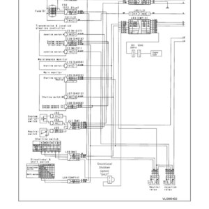 K&ouml;nnte beinhalten: Schaltplan f&uuml;r den Motorstart- und Stoppkreis, mit Beschriftungen f&uuml;r verschiedene Komponenten wie Sicherungen, Schalter und Relais. Der Plan enth&auml;lt Text wie "Struktur und Funktion" und "Engine ECM".