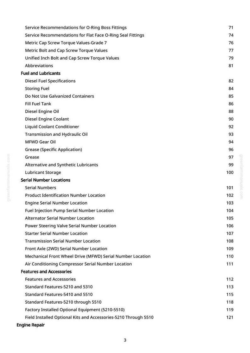John Deere 5210, 5310, 5410, 5510 Tractor Technical Manual PDF | Instant Download image 4