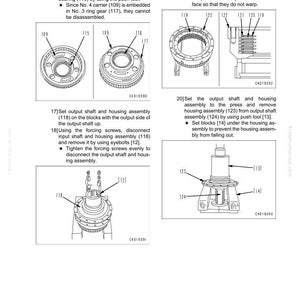 May include: Diagram of a TORQFLOW transmission assembly disassembly process. The image includes detailed illustrations of various components, including carriers, bearings, discs, springs, and plates, with numbered labels for each part.
