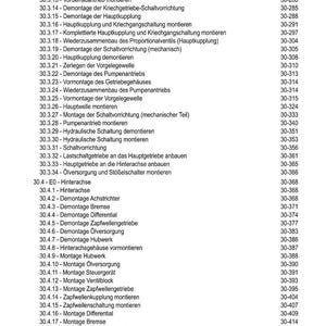 May include: A detailed table of contents in German, listing various mechanical assembly and disassembly procedures with corresponding page numbers. The document appears to be a technical manual.