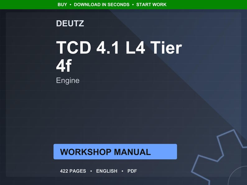 Werkplaatshandleiding Deutz Tcd 4.1 l4 tier 4f-motor, pdf | Servicereparatie | Direct downloaden afbeelding 1