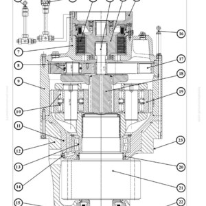 May include: Detailed diagram of a slew gearbox (L&S) with numbered components. The image is a technical illustration with labels and annotations, showing the internal workings of the hydraulic system. The text "SLEW GEARBOX (L&S)" is visible.