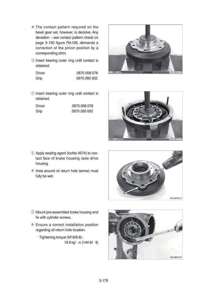 May include: Technical diagram with step-by-step instructions for automotive repair. Includes images of mechanical components, part numbers, and torque specifications. The text includes instructions for applying sealant and tightening bolts. The diagram also includes the text "3-179".