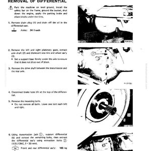 May include: A page from a manual detailing the removal of a differential. The text includes instructions and diagrams with numbered steps. The image shows close-ups of mechanical components and diagrams.