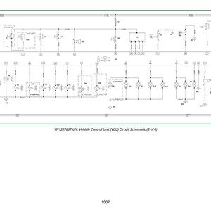 May include: A detailed schematic diagram of a vehicle's Vehicle Control Unit (VCU) circuit. The diagram is labelled "YN1267667-UN: Vehicle Control Unit (VCU) Circuit Schematic (3 of 4)" and includes various electrical symbols and components.