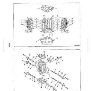May include: Diagram of a control valve assembly, labeled "DISASSEMBLY AND ASSEMBLY." The image shows detailed schematics of various valve components, including bolts, cylinders, and connecting parts, with numbered labels for each part.