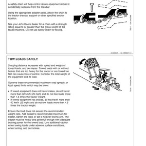 Pu&ograve; includere: Diagramma che illustra le linee guida di sicurezza per il traino di attrezzature. Include istruzioni per l'uso di una catena di sicurezza con un gancio di traino e raccomandazioni per velocit&agrave; e pesi di traino sicuri.