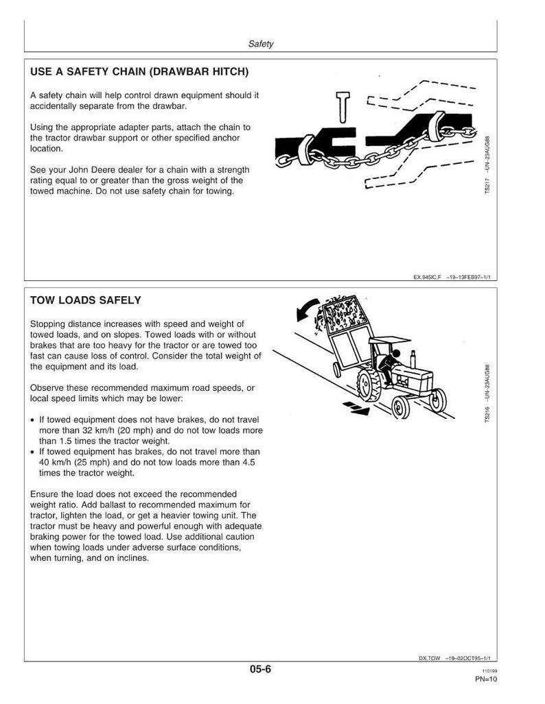 Pu&ograve; includere: Diagramma che illustra le linee guida di sicurezza per il traino di attrezzature. Include istruzioni per l'uso di una catena di sicurezza con un gancio di traino e raccomandazioni per velocit&agrave; e pesi di traino sicuri.