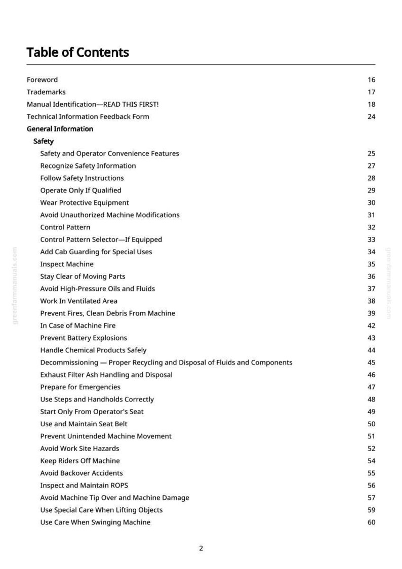 Pu&ograve; includere: Una pagina bianca intitolata "Sommario" da un manuale. La tabella elenca vari argomenti di sicurezza e operativi, tra cui "Sicurezza", "Prevenire incendi" e "Usare e mantenere la cintura di sicurezza".