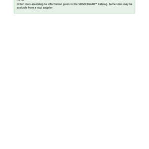 May include: Image of a page titled "Service Equipment and Tools." The text includes a note about ordering tools according to the SERVICEGARD&trade; Catalog and availability from a local supplier. The number 362 is at the bottom.