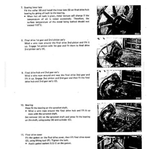 May include: A technical diagram from a manual detailing the disassembly and assembly of a final drive mechanism. The black and white image includes text instructions and corresponding component illustrations.