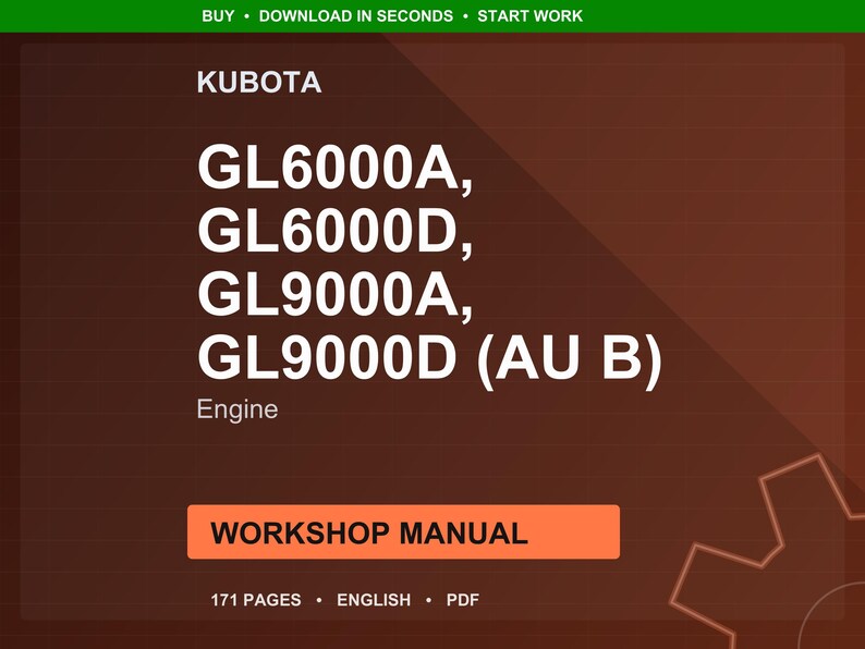 Manual de taller del motor Kubota GL6000A GL6000D GL9000A GL9000D en PDF / Servicio y reparación / Descarga instantánea imagen 1