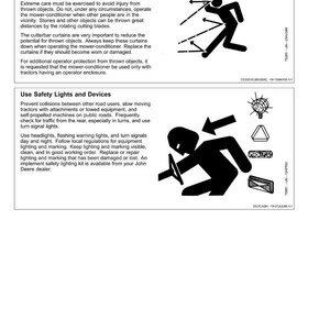 K&ouml;nnte beinhalten: Eine Seite eines Sicherheitsmanuals mit dem Titel &bdquo;Sicherheit&ldquo;. Der Text behandelt die Vermeidung von Verletzungen durch geworfene Gegenst&auml;nde und die Verwendung von Sicherheitsleuchten. Illustrationen zeigen eine Person und Sicherheitssymbole.