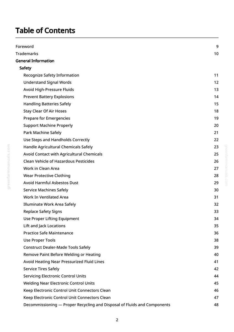 K&ouml;nnte beinhalten: Eine wei&szlig;e Seite aus einem Handbuch mit dem Titel "Inhaltsverzeichnis". Es listet Sicherheitsthemen wie "Hochdruckfl&uuml;ssigkeiten vermeiden" und "Schutzkleidung tragen" auf. Die Seitenzahl ist 2.