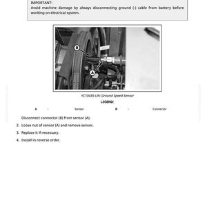 Peut inclure: Diagramme en noir et blanc montrant le retrait et l'installation d'un capteur de temp&eacute;rature d'huile hydraulique. L'image comprend un gros plan du capteur et du connecteur, &eacute;tiquet&eacute;s A et B, avec des instructions.