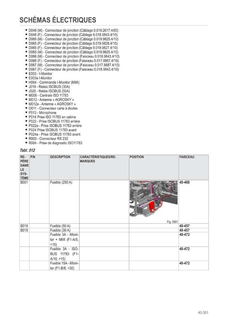 May include: Diagram of electrical schematics with a list of connectors, relays, and fuses. Includes a table with fuse descriptions and positions, along with wiring diagrams. The image is in black and white.