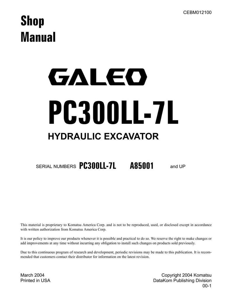 Komatsu Pc300ll-7L Excavator Service Manual PDF | Workshop Repair | Instant Download image 3