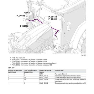 May include: Diagram of electrical schematics with labels and connector details. Includes text: "SCH&Eacute;MAS &Eacute;LECTRIQUES", "Tabl. 247", and various connector codes. The image shows wiring diagrams and component locations.