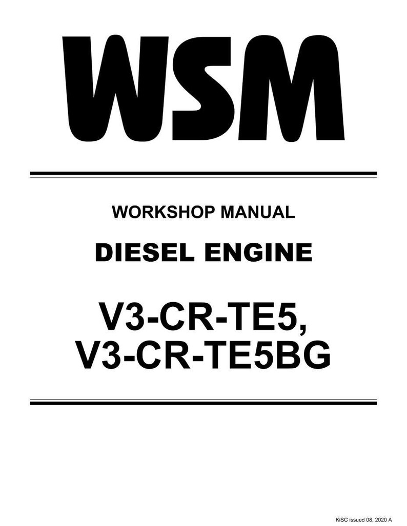 May include: A white page with black text. The text reads "WSM" at the top, followed by "WORKSHOP MANUAL" and "DIESEL ENGINE." Below, it lists "V3-CR-TE5, V3-CR-TE5BG." The bottom right corner has small text.