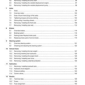 May include: A page from a service and repair manual, featuring a table of contents with various sections like 'Drive system,' 'Axles,' and 'Brakes.' The Weidemann logo is visible at the top. The manual is dated 09/2021.
