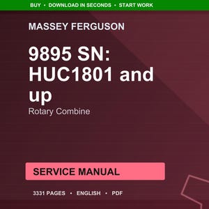 Massey ferguson 9895 Serial numbers huc1801 and later Rotary combine Service Manual PDF | Workshop Repair | Instant Download image 1