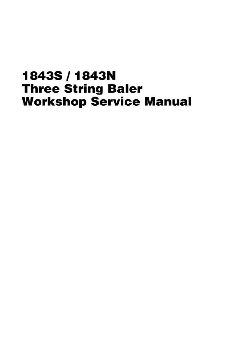 Peut inclure: Fond blanc avec texte noir. Le texte indique "1843S / 1843N Three String Baler Workshop Service Manual". Le texte est en police sans empattement.