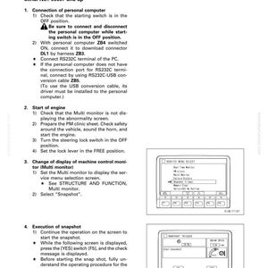 Może przedstawiać: Strona z instrukcji technicznej z instrukcjami dla kontrolera VHMS. Dokument zawiera schematy interfejsu kontrolera z tekstem opisującym połączenie, uruchamianie silnika, zmiany wyświetlania i wykonywanie migawki. Czarno-biały.