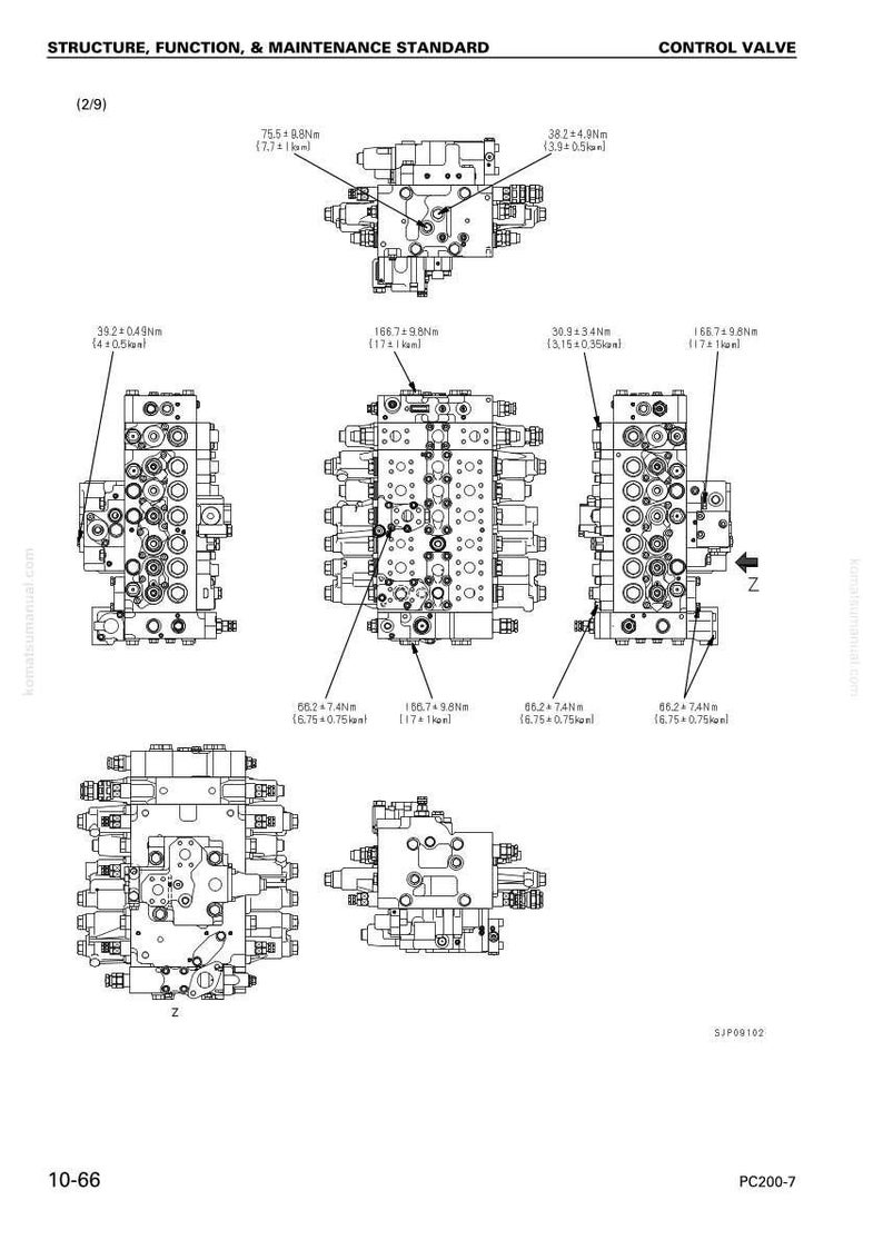 Pode incluir: Diagrama de uma v&aacute;lvula de controle com m&uacute;ltiplas vistas e medi&ccedil;&otilde;es em Nm e lbf.ft. A imagem inclui o texto "STRUCTURE, FUNCTION, & MAINTENANCE STANDARD" e "CONTROL VALVE".
