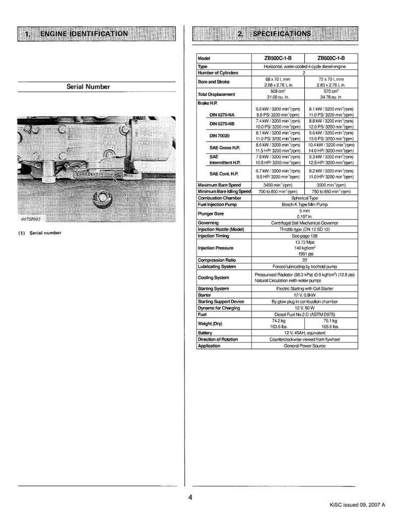 Kubota-dieselmotor ZB500C-1-B, ZB600C-1-B Werkplaatshandboek | Directe pdf-download afbeelding 4