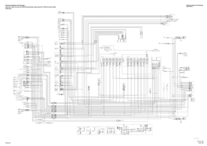 May include: A detailed electrical diagram with numerous lines, symbols, and text, presented in black and white. The diagram appears to be a schematic for an automotive or industrial system, with various components and connections illustrated.